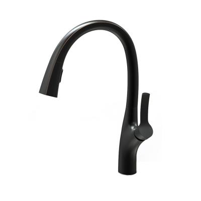 China Contemporary Lead Free Copper Single Hole Pull Down Kitchen Faucet Hot Cold Water Sink Mixer Tap for sale