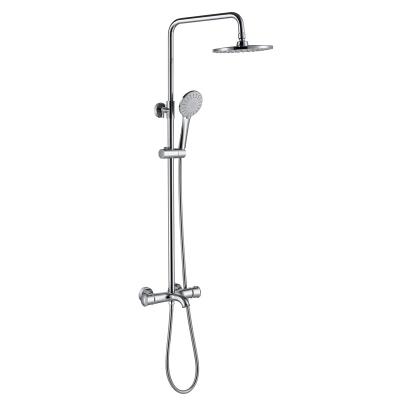 China With Sliding Bar Brass Faucet S/S Showe Head Hand Bathroom Bath Thermostatic Exposed Rain Shower Mixer for sale