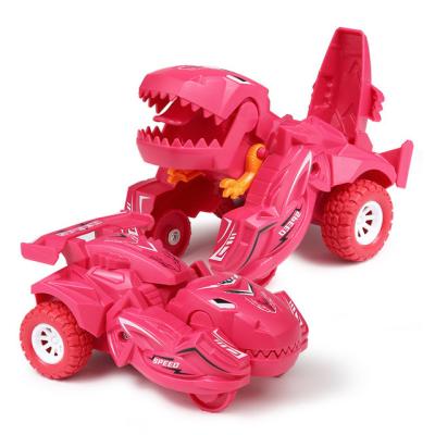 China Safe and Environmentally Friendly Dinosaur Deformation Transform Car Toys Inertial Sliding Dino Car Automatic Transform Toy Boys Christmas Gifts Kids Toy Boys for sale