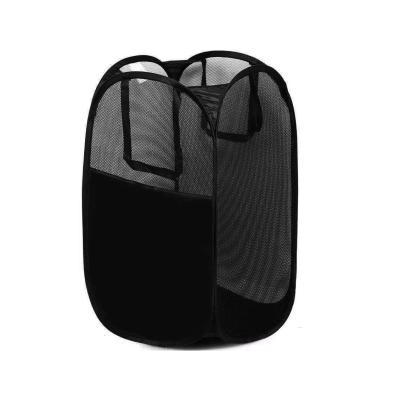 China Viable Folding Mesh Pop Up Washing Laundry Basket With Side Pocket XL Size for sale