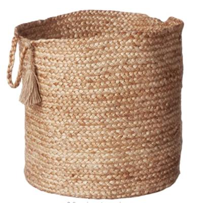 China Sustainable Jute Storage Basket For Plants Around Woven Basket Natural Cotton Rope Plant Basket for sale