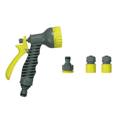 China Variable Flow Control Hot Sale Plastic 7 Function Stream Modes Expandable Garden Hose Spray Gun Nozzle Water Gun Set for sale