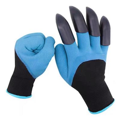 China Hot Selling Custom Wholesale Custom Waterproof Breathable Latex Comfortable Digging Planting Agriculture Garden Gloves With Claws for sale