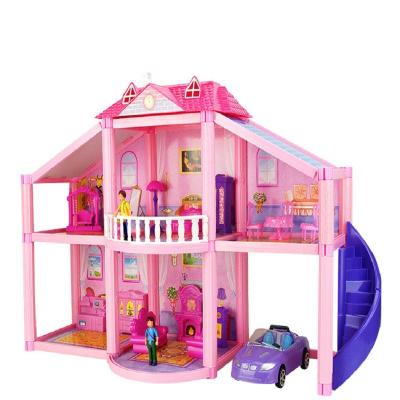 China New Modern 3D DIY Family Doll Room Doll Accessories Car DIY Doll House Toys With Miniature Furniture Garage For Kids Gifts for sale