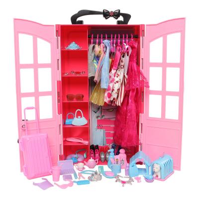 China Hollow Doll Accessories 11.5inch Doll Clothes DIY TOY 108Items Doll Wardrobe Accessories=1 Wardrobe+1 Suitcase+ 9/Skirts+10 Shoes+10 Bags+77 for sale