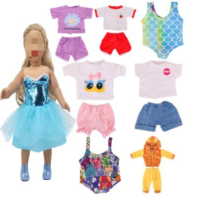 China DIY TOY Wholesale Not Sale 9 styles 18 inch handmade American doll clothes top with pants swimsuit dress reborn doll girls play for sale