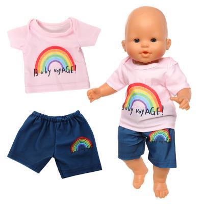 China Babies Doll Clothes Fashion Baby 1PCS Wholesale - Rainbow Style Doll Top Pants Clothes Accessories Sets For 16-18inch36-45cm Doll Child Girl Toy Gift for sale