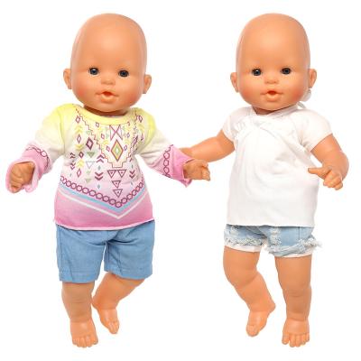 China Babies Doll Clothes Fashion Wholesale 4PCS Newborn Baby Doll Makeup Clothes Tops Pants Accessories Sets For 16-18inch Doll Child Girl Toy Gift for sale