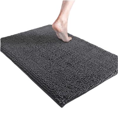 China Durable High Density Non Slip Chenille Luxury Bath Mat For Bathroom Extra Soft Absorbent Shaggy Microfiber Door Mat Covers for sale