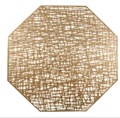 China Viable Diamonds Place Metallic Mats Hollow Out Mats Kitchen Table Vinyl Non-Slip Heat Insulation Mats Rose Gold Washable Table Mats for sale