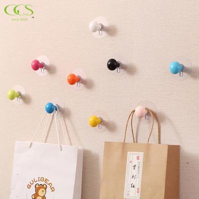 China Viable Design Free Sticky Plastic Adhesive Hooks Reusable Bath Nail Towel Nail Hanger ABS Mushroom Service Ceiling Hangs Kitchen Wall Hooks for sale