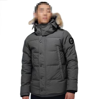 China Anti-wrinkle men's winter coat coyote fur trim hooded down parka high quality down jacket men for sale