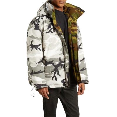 China Vetements Gray Camouflage Edition Parka Winter Breathable Reversible Hooded Quilted Down Jacket Men's for sale