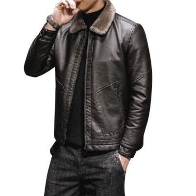 China Wholesale Refusal Breathable Collar Lining Fleece Mens PU Leather Jacket For Men for sale