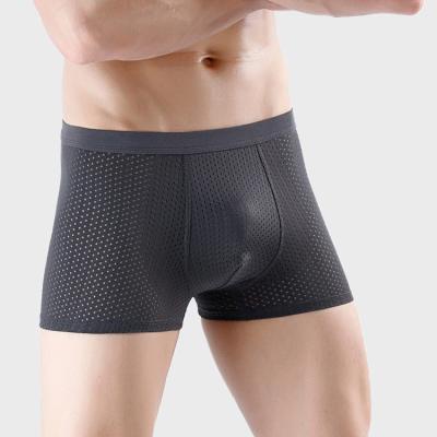 China Hot Sale Antibacterial Men Boxer Briefs Breathable Mesh Boy Underwear Boxer High Shorts Panties Youth Stretch Underwear for sale