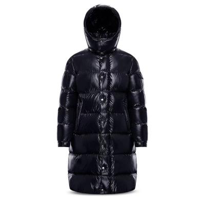 China Custom Anti-Wrinkle Duck Down Jacket With Hood Mens Shiny Quilted Stripper Long Jacket Winter Coat for sale