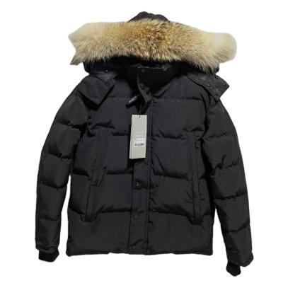 China High Quality Anti-wrinkle Custom Men's Winter Coat Coyote Fur Trim Hooded Parka Down Jacket Men for sale