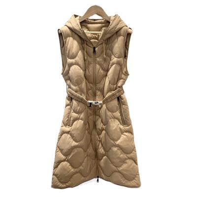 China Moncller Customized Waterproof Duck Down Lightweight Long Vest White Hooded Sleeveless for sale