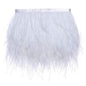 China Decorations Snow White Ostrich Fringe Trim Feather Carnival Supply for sale