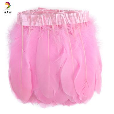 China Wholesale Pink Goose Feather Factory Goose Feather Trimming Trim For Dress for sale