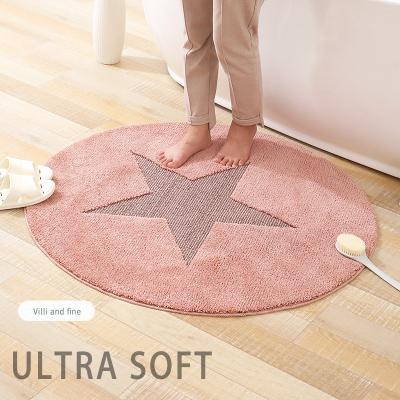 China Stain Resistant Quick Drying Star Profile Microfiber Round Bath Mat For Living Room Floor Blankets Mat for sale