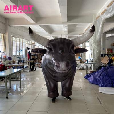 China 420D Oxford Black Inflatable Bull Costume Decoration Wild Inflatable Cattle for sale