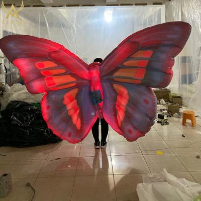 China PVC Tarpaulin/Oxford Cloth/Optional Use Performance Adults Inflatable Butterfly Wings Costume For Sale for sale