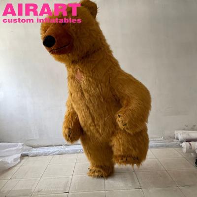 China PVC Tarpaulin / Oxford Cloth / Optional Cute Inflatable Panda Costume Brown Bear Inflatable Walking Suit for sale