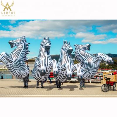 China PVC Tarpaulin/Oxford Cloth/Optional Kids Dance Props Inflatable Cartoon Zebra Mascot Costume Walking Horse Inflatable Dress for sale