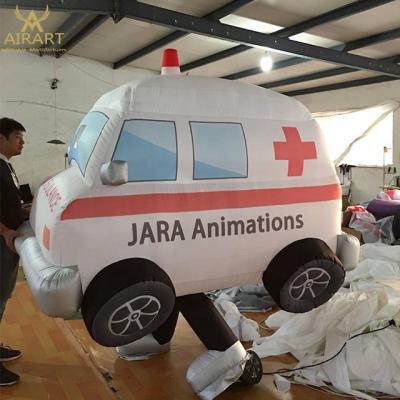 China Cartoon Inflatable Costume Oxford Cloth Ambulance Police Car Advertising Inflatable Ambulance for sale