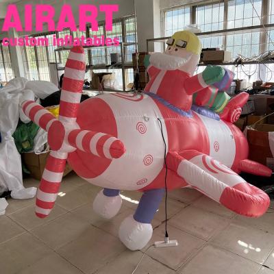 China PVC Tarpaulin/Oxford Cloth/Optional Customized High Animation of Inflatable Santa Claus and Elf Helicopter Scenes for sale