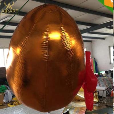 China 420D Oxford Clothes Custom 2m Big Gold Inflatable Easter Egg Large For Easter Decoration for sale