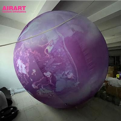 China PVC tarpaulin cloth/420D Oxford clothes purple color giant printing inflatable planet ball balloon for sale