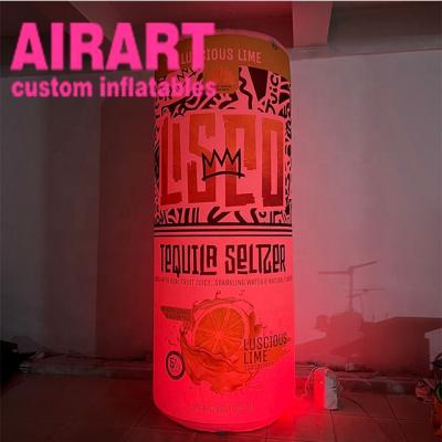 China PVC tarpaulin cloth/420D Oxford clothes new design advertising lime pattern inflatable printing juice can balloon for sale