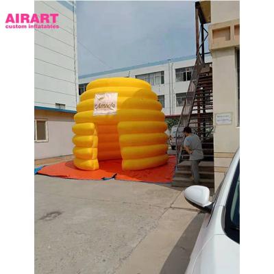 China PVC tarpaulin cloth/420D Oxford clothes giant outdoor camping inflatable yellow logo printing tent for sale