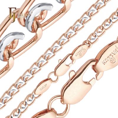 China F84100071 FJ Fallon Fashion Jewelry Weaving CLASSIC Love Cable Link Chains Plated in Rose Gold, Two Tone Brass Based for sale