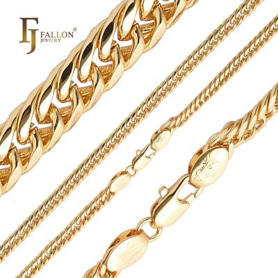 China CLASSIC 14110008 FJ Fallon Fashion Jewelry Cuban Triple Link Chain Plated in 18K Gold Brass Based for sale