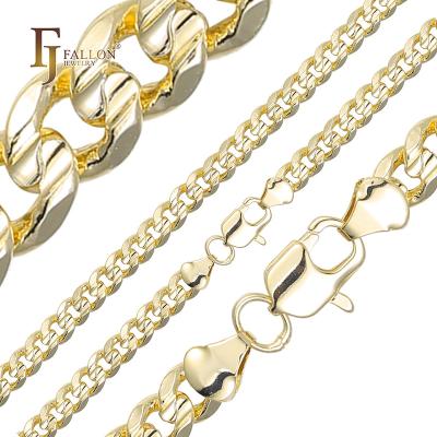 China 54100004 CLASSIC FJ Fallon Fashion Jewelry Classic Miami Cuban Style Link Center Hammered Chain Plated in 14K Gold Brass Based for sale