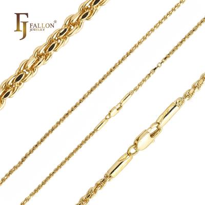 China CLASSIC 54100048 FJ Fallon Fashion Jewelry Flat hammered rope chain plated in 14K gold brass based for sale