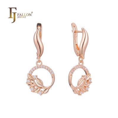 China F82203141 FJ Fallon Fashion Jewelry Elegant FASHIONABLE Life Leaves Rose Gold Plated Brass Group Earrings Based for sale