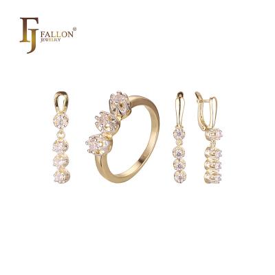 China Z51200153 FJ Fallon Fashion Jewelry FASHION Jewelry Set Three CZs Plated In 14K Gold Two Tone Brass Based for sale