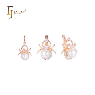 China F91200579 FJ Fallon Fashion Jewelry FASHIONABLE Spider Bead Jewelry Set Rose Gold Two Tone Brass Plated Based for sale