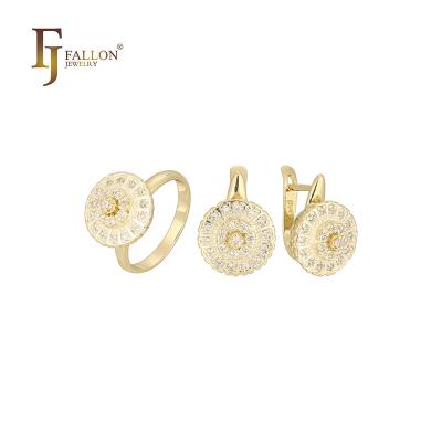 China Z51200139 FJ Fallon Fashion Jewelry Sunflower TRENDY halo jewelry set with rings plated in 14K gold two tone brass based for sale