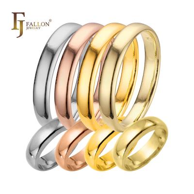 China CLASSIC F83100002/19 FJ Fallon Jewelry Wedding Band Rings 3.5mm/6mm Plated in White Gold, 14K, Rose Gold Brass Based for sale