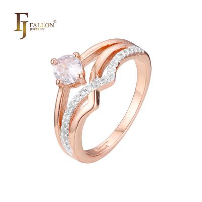 China CLASSIC F93202492 FJ Fallon Fashion Jewelry Solitaire Rings Paving CZs Plated in Rose Gold Two Tone Brass Based for sale