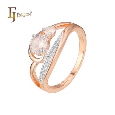 China CLASSIC F93202487 FJ Fallon Fashion Jewelry Solitaire Rings Paving CZs Plated in Rose Gold Two Tone Brass Based for sale