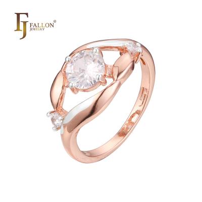 China CLASSIC F93202490 FJ Fallon Fashion Jewelry Solitaire Rings Sided With Two Rose Gold Two Tone Brass Plated CZs Based for sale