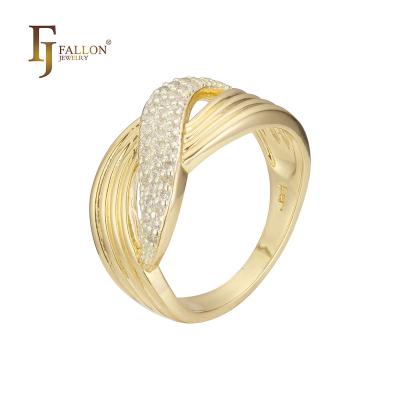 China Z53202282 FJ Fallon Fashion Jewelry CLASSIC Wide Cluster Rings Plated in 14K Gold Two Tone Brass Based for sale