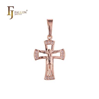 China F86200332-01 FJ Fallon Fashion Jewelry Catholic Religious Cross Pendant Rose Gold Plated Brass Maltese Based for sale