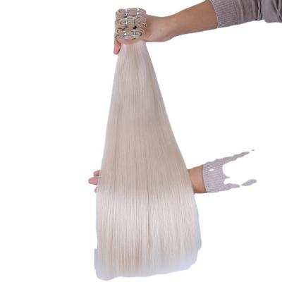 China TopElles Hair Weft Color 100% Silky Straight Machine Made White Human Remy Hair Weft Hot Sale For White Women for sale